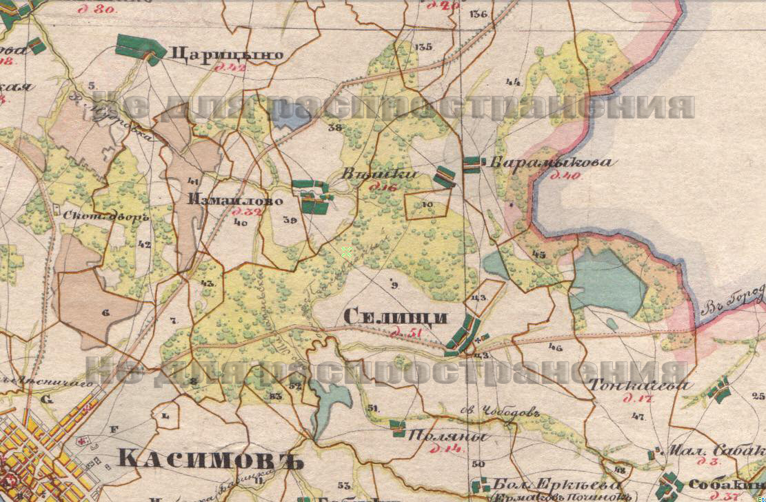 Барамыково на карте Касимовского уезда XIX в.